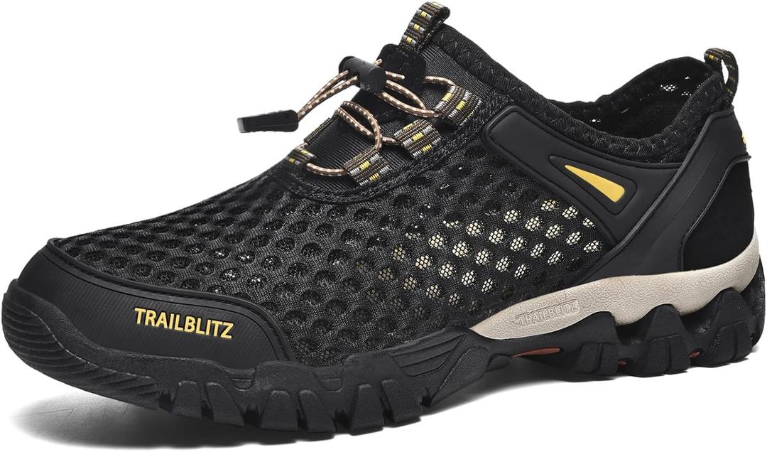 TRAILBLITZ Water Shoes Men Quick Drying Outdoor Hiking Barefoot Boat Footwear Aqua Shoes for Water Sport Waders Diving Hiking Sailing Travel Beach Wading Swimming Fishing Kayaking(10.5 Men, Black)
