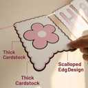 Happy Mothers Day Banner - Pre-assembled Mothers Day Decorations for Party, Mother's Day Best Mom Ever Flower Sign Bunting Garland for Home Fireplace Wall Office Photo Props Pink
