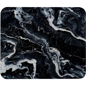 Small Mouse Pad Black Marble Texture Desk Pad, Comfortable Mouse Mat with Non-Slip Rubber Base, 8.3" x 9.8" Mousepad for Computer, Laptop, Game, Office & Home