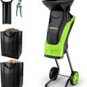 WORKPRO Electric Wood Chipper Shredder, 15-Amp 4300RPM Corded Leaf Mulcher, 1.73 Max Capacity, 14:1 Reduction Ratio, SK5 Dual-Blade System, Portable Garden Shredder with Wheels & Collection Bag