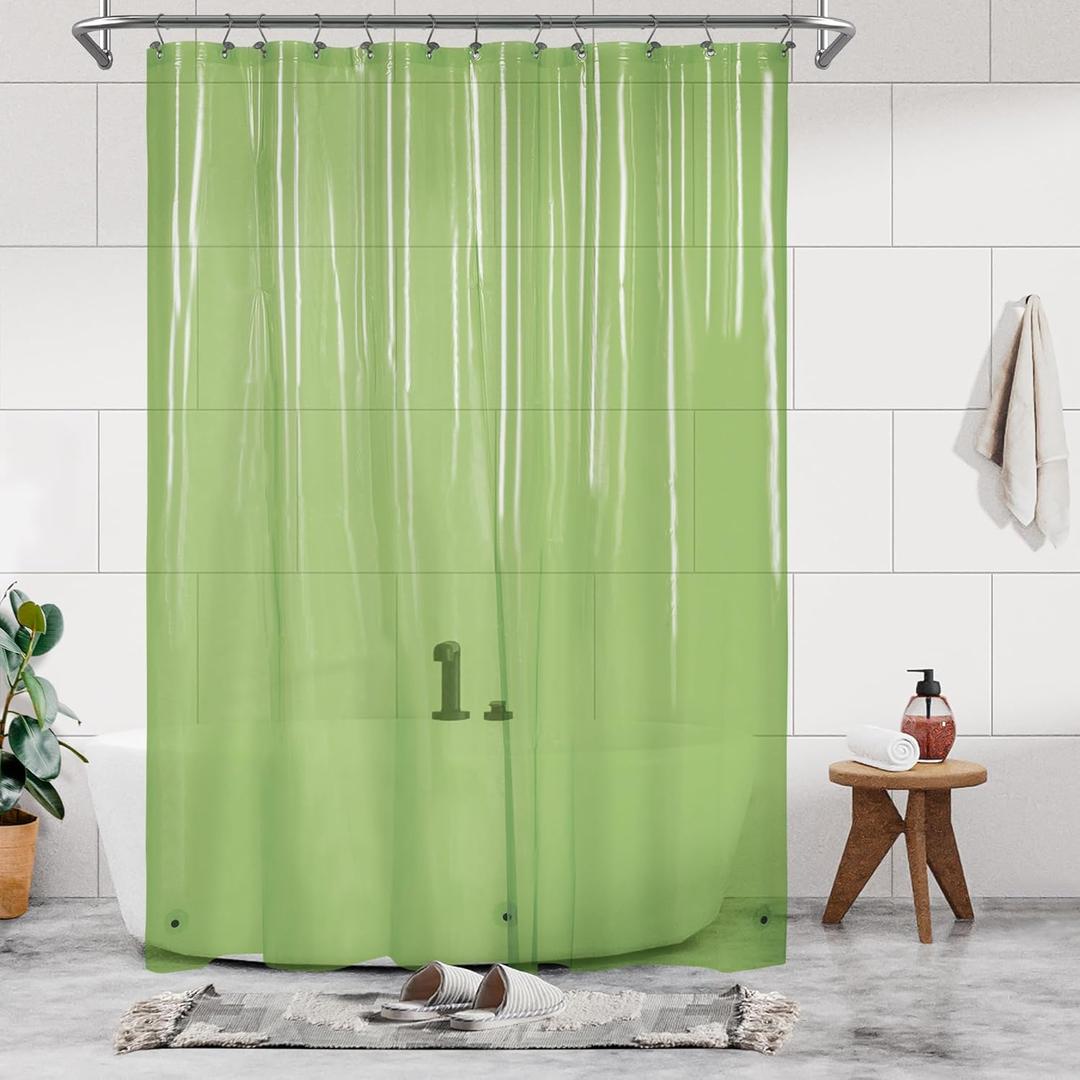 Jouzevic Extra Long Shower Curtain Liner with 3 Magnets - 72" x 84" XL, Waterproof PEVA Lightweight Shower Liner for Bathroom, PVC Free, Metal Grommets - Clear Green, 72x84