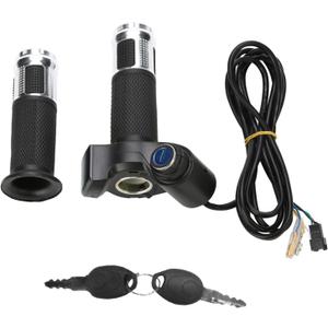 Twist Throttle Grips, 12-84v Electric Throttle Control, Mx650 Electric Scooter Throttle Grips Replacement, Electric Handlebar Throttle Grips with Key Knock for 22mm Diameter (Silver)