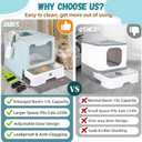 Cat Litter Box with Litter Mat, Foldable Extra Large Free in and Out/One-Way with Lid, Drawer Type Enclosed Kitty Litter Box,Odor Control Anti-Splashing Easy Cleaning (Light Blue) 16.5"L x 15.7"W x 20"H
