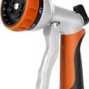 RESTMO Garden Hose Nozzle, Heavy Duty Metal Water Hose Nozzle with 7 Adjustable Spray Patterns, High Pressure Hand Sprayer with Flow Control, Best for Watering Plant & Lawn, Washing Car & Pet, Orange