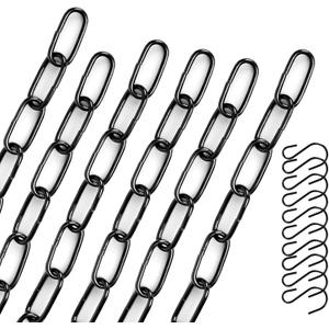 10 Inch Black Hanging Chains with Hooks, Garden Plant Hangers for Hanging Bird Feeders, Billboards, Chalkboards, Basket, Planters, Lanterns, Wind Chimes and Decorative Ornaments Etc-6Pack