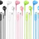 Earbuds Headphones with Microphone Pack of 5, Noise Isolating Wired Earbuds, Earphones with Powerful Heavy Bass Stereo, Compatible with Android, Phone, Laptops, MP3 and All 3.5mm Interface (Black+White+Blue+Pink+Green)