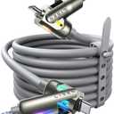 LISEN USB C to Lightning Cable, Chubby 240W 4 in 1 Charging Cable 6.6FT, USB A/C to C/Lightning with Light for iPhone 17 16 15 14 Pro Max/MacBook/iPad/Samsung S25/Switch/PS5,Camera & Photo Cables