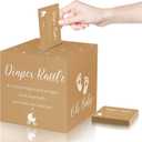Funrous 51 Diaper Raffle Tickets with Box for Baby Shower Game Invitations Diaper Raffle Card for Gender Reveal Baby Shower Party Decoration Table Centerpiece(Brown Color)