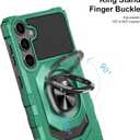 Armor Case for Samsung Galaxy S24 Military Grade Shockproof Phone Case with Built-in Screen Protector, Heavy Duty Protection Metall Ring Kickstand for Samsung S24 5G Cover (Green)