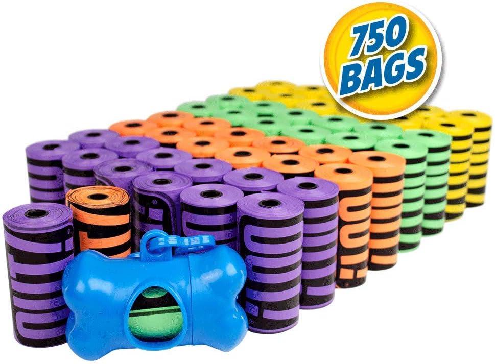 OUT! Dog Waste Bags with Leash Bag Dispenser  Rainbow Colored  Strong, Leak-Proof Poop Bags  Includes Easy Dispensing Box  750 Count