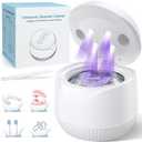 Dental Ultrasonic Retainer Cleaner Machine - Dental Cleaning Pod for Denture, Mouth Guard, Aligner, Night Guard, Braces, Toothbrush Heads, Jewelry, 45kHz Retainer Cleaner with Digital Timer & 200ML (White)