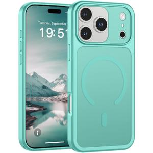SUPFINE Magnetic for iPhone 17 Pro Max Case (Compatible with MagSafe)(Military Grade Drop Protection)(Camera Protection) Translucent Matte Shockproof Phone Cover,Blue Green