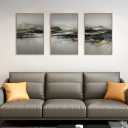 Celestdeco Modern Abstract Framed Canvas Wall Art Set, Neutral Textured Wall Decor, Boho Minimalist Gold and Gray Wall Painting for Living Room, Bedroom, Dining Room, Office - 16" x24" x3