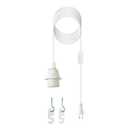 Plug in Light Socket - 16Ft Pendant Light Cord Kit E26/E27 Light Socket Hanging Lantern Lamp Cord with On/Off Switch,Socket Rings, 1 Pack, White