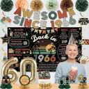 Roetyce 60th Birthday Decorations Men Women, Colorful Vintage Back in 1966 Poster Cheers To 60 Years Banner Balloons Hanging Swirls Cake Topper, Black Awesome Since 1966 Photo Backdrop Background