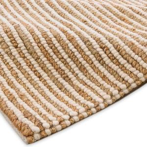 Area Rug 9x12 feet - Premium Wool and Jute Blend Handwoven Rugs - Natural Fiber Chunky Stripe Rugs for Living Room, Bedroom, Hallways, Dining Area: Natural Ivory