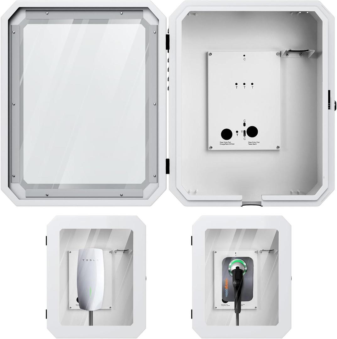 Charger Station Box for Tesla Gen 3 Wall Connector 23.6'' x 20'' x 8'' Charging Box Cable Organizer Indoor/Outdoor Wall Charger Protection Waterproof Dustproof for Tesla Connector