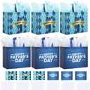 YANGTE 6 Pack 13" Fathers Day Gift Bags with Tissue Paper, Gift Bags Medium, Fathers Day Gift for Men Dad Father Grandpa, Happy Fathers Day Gift for Party Favor Supplies, 12.8"*10.2"*6.3"