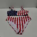 Pink Queen Women's Crop Top High Waisted Cheeky Bikini Set Two Piece Swimsuits (X-Large, 02 - Usa Flag)