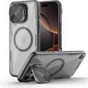 Nillkin Magnetic for iPhone 16 Pro Max Case Clear, Compatible with Magsafe, Never Yellow & Biodegradable Material, Translucent Case with Invisible Kickstand & Camera Cover for 16 Pro Max 6.9", Black