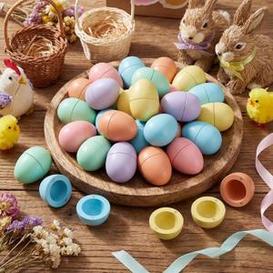 AceOrbit 18 Pcs Pastel Fillable Easter Magnetic Wooden Eggs with Boxes, 3" Colorful Fake Egg Set, Reusable Easter Basket Stuffers for Decorative Crafts Spring DIY Displays Decoration Party Supplies