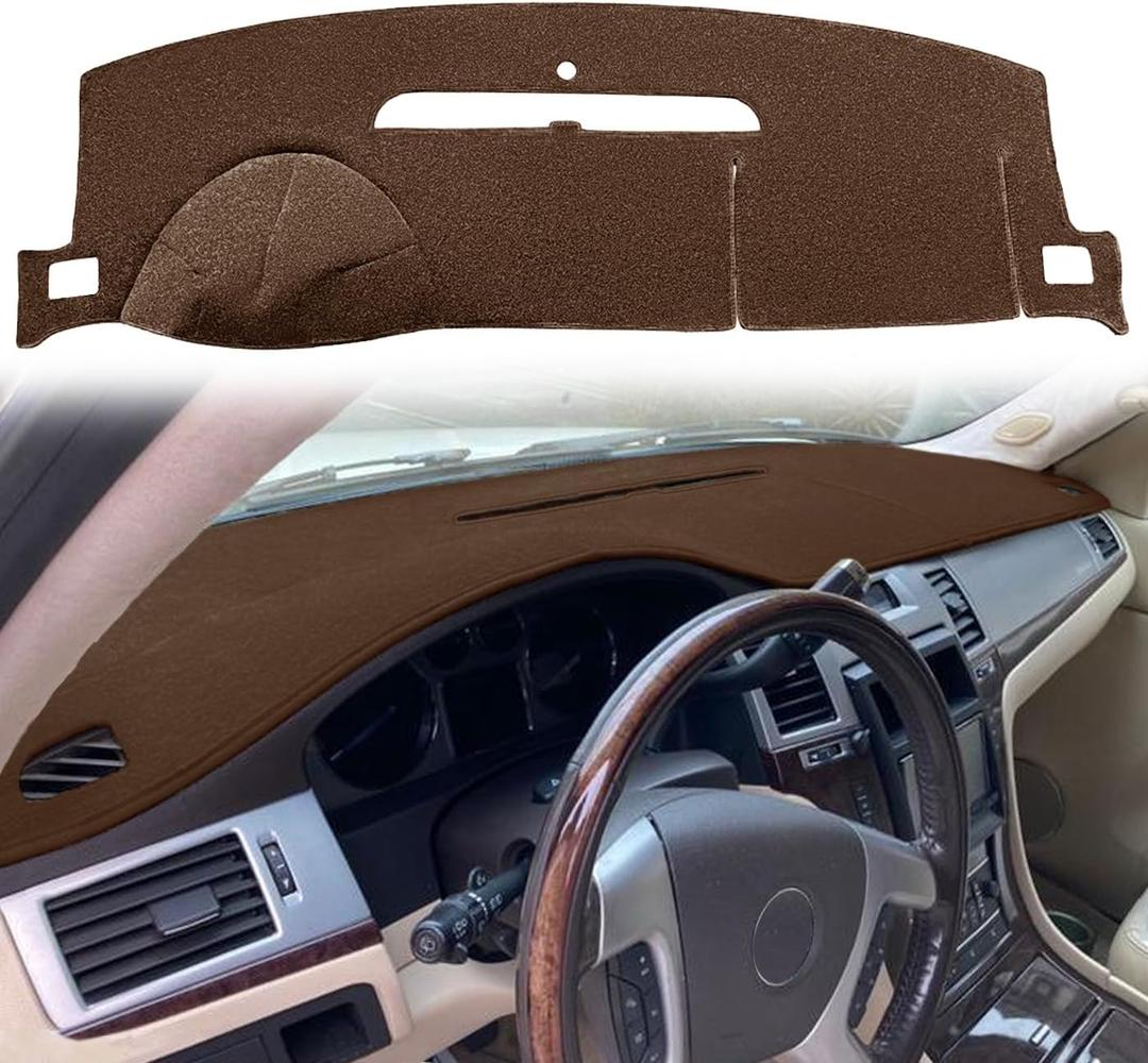 Dash Cover Dashboard Cover Mat Fit for Cadillac Escalade ESV EXT Hybrid Without Cutout for Speaker J18 (Dark Brown)