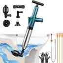 Toilet Plunger Drain Clog Remover: High Pressure Air Drainage Blaster Gun Clog Remover Tool- Stainless Steel Air Plunger for Bathroom, Sink, Floor, Kitchen Clogged