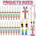 Kathfly DIY Wood Cross on Cord Pendant Necklace Sunday School Crafts for Kids Wood Cross Necklace with Colorful Beads Religious Party Favor for Vbs Church Easter Gifts