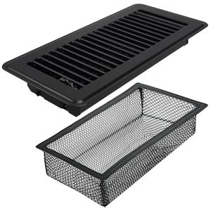 Floor Register 4" x 10" (Duct Opening Size) Easy Adjust Vent Deflector Metal Reinforced Weld, Black