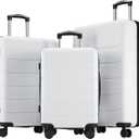 Sweetcrispy Carry on Luggage, Hard Shell ABS, Double Spinner Wheels Lightweight Suitcase TSA Lock, Cream White, 3-PCS Set (20/24/28 Inch)