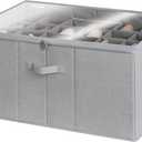 StorageWorks Shoe Organizer for Closet, Fits up to 24 Pairs, Shoe Cubby Storage Containers with Adjustable Dividers and Clear Cover, Grey