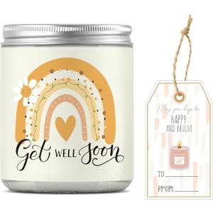 WATINC Get Well Soon Jar Candles Gifts for Sick, Lavender Scented Candle After Surgery Recovery Feel Better Gift, 32H Burning 10oz Natural Soy Wax Stress Relief Aromatherapy Feel Better for Women Men