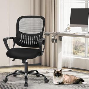 Sweetcrispy Home Office Ergonomic Mesh Executive Chair with Lumbar Support and Rolling Wheels, Computer Desk Adjustable Height Chair for Study