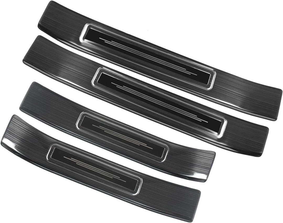 Stainless Steel Door Sill Protector for Toyota Highlander 2020-2025 Accessories Interior Door Entry Guard Cover Trim (Black)