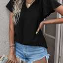 Dokotoo Women's Casual Boho Floral Printed V Neck Tops Drawstring Short Long Sleeve T Shirt Blouses