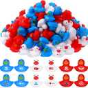 Junkin 400 Pcs Patriotic Rubber Ducky Bulk 1.57 Inch 4th of July Float Rubber Ducks Independence Day Small Duckies Bulk for Memorial Day Party
