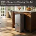 EKO Vintage 50L / 13.2 Gallon Motion Sensor Trash Can, Dual Compartment 32L + 18L Stainless Steel Kitchen Garbage Bin, Touchless Automatic Waste & Recycling Bin with Lid for Home or Office