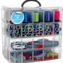 Bins & Things Clear 4-Tier Stackable Storage Containers with lids - 40 Adjustable Compartments for Craft Organizers - Storage box for Jewelry, beads, kids toys, makeup box and sewing supplies