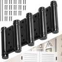 6 Inch Double Action Spring Hinge, 201 Stainless Steel, Cafe Salon Door Self-Closing Door Hinges with Pins and Screws (4-Pack) (Black, 6 inches)