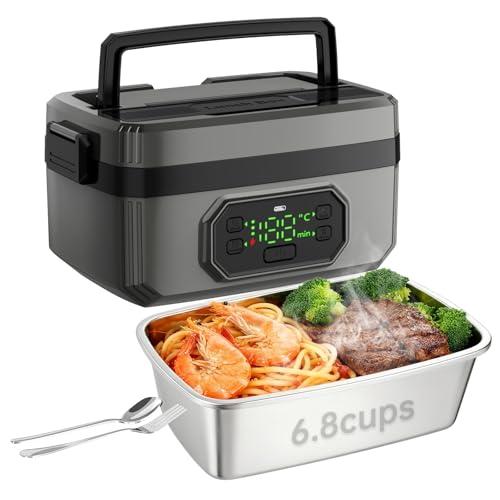 Eosyrennis 24000mAh Rechargeable Cordless Electric Lunch Box for Adults, 1.6L Food Warmer with Timer & Leak-Proof, Portable Self-Heating Container for Office, Car, Travel, Outdoor