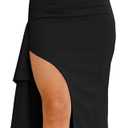 XXTAXN Womens Formal Bodycon Square Neck Long Sleeve Wedding Guest Party Slip Fitted Midi Dress (Black, S)