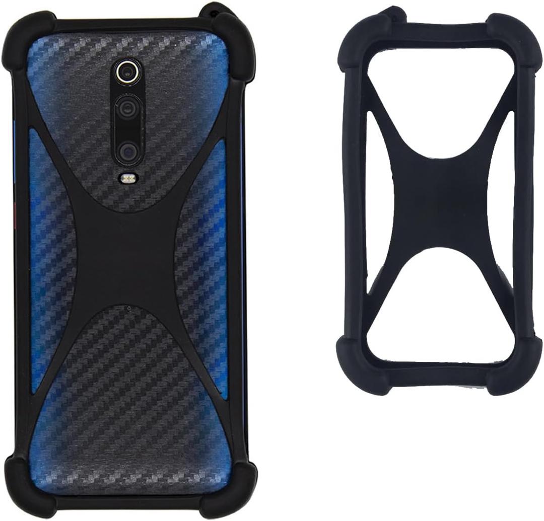 Zittop Universal Smart Phone Bumper Case Elastic Soft Silicone Cover for 5.2" Phones Size 4'' to 6.5'' inch Case (Black)