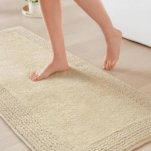 Madison Park Splendor Reversible 100% Cotton Tufted Bathroom Rug-3000 GSM Hotel Quality Luxurious Plush Medium Pile Bath Mat Absorbent, Quick Dry, Shower Room Decor, 24x60 Natural