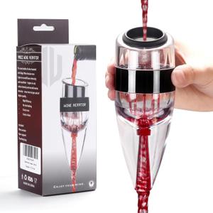 D&Slifei Red Wine Aerator Pourer and Decanter with Unique Aeration Device  Quickly Enhances Wine Flavors for a Smoother Finish, Ideal Gift for Wine Lovers & Sommeliers (Black)