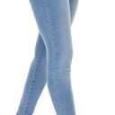 LICTZNEE Women's Skinny Jeans Mid Rise, Stretch Denim Slim Fit Leg Elastic Waist Pants with Pockets, Light Blue, Size 4