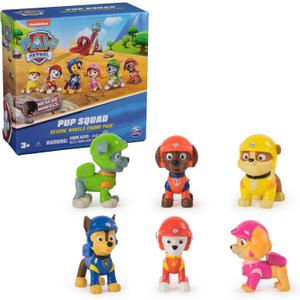 Paw Patrol: Rescue Wheels, 6-Pack Pup Squad Action Figure Gift Set, Under 2-Inch Figures, Kids Toys for Boys & Girls Ages 3 and Up