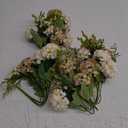 4 Bundles Small Hydrangea Artificial Flowers, Silk Fake Flower Bouquet for Wedding Party Home Decor.(White & Green)