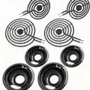 MP22YA Electric Stove Burner Element Replacement Set & W10290350 W10290353 4 Pack Black Drip Pans - Perfectly Fit Whirlpool Electric Range Stove Top