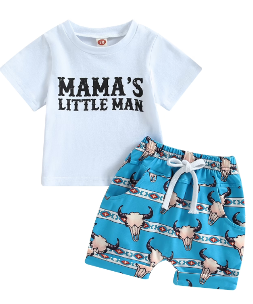 Western Baby Boy Summer Clothes 6M 12M 18M 24M 2Y 3Y Cow Print Short Sleeve T-Shirt Casual Jogger Shorts Toddler Cowboy Outfit
 6-12M