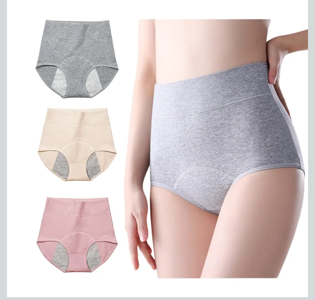 3 Pack Women's Incontinence Underwear Washable, Double Elastic High Waist Adult Incontinence Protective Briefs, Reusable for Light Bladder Leakage(L-Waist: 24.4''~38.6'')